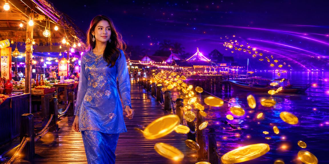 Pengguna Malaysia berbaju kurung mengakses platform loteri dan hiburan suster123